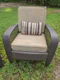 Brown All Weather Wicker Lounge Chair Pair W/Solarium Cushions