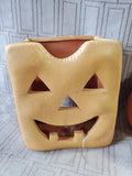 Pair of Terracotta Jack-O-Lantern Candle Votives