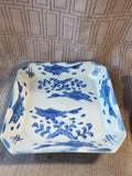 2 Piece Asian Inspired Blue and White Porcelain Tray Lot