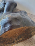Heavy African Folk Art Dark Wood Woman Bust