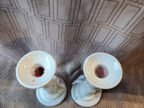 Pair of Portugal Glazed Terracotta Seashell Candlesticks
