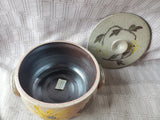 Yellow Floral Pottery Covered Casserole Dish