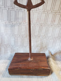 Recycled Metal Crank Wheel Folk Art Statue