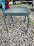 Square Aluminum Outdoor Side  Table w/Glass Top