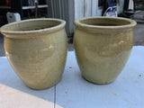 Pair or Glazed/Crackle Terracotta Planters