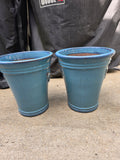 Pair of Glazed Terracotta Planters w/Embossed Bee Accents