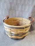 Bradford Basket Company Round Basket with Leather Handles