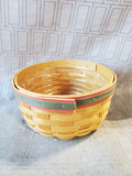 Longaberger Round Red and Green Rim Basket