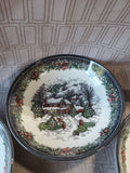 Set of 4 Royal Stafford Christmas Snowy Cabin Pasta Bowls