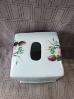 Ceramic Floral Tissue Box Cover