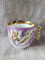 Purple Floral Teacup and Saucer Set