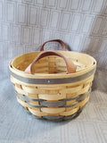Bradford Basket Company Round Basket with Leather Handles