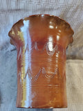 Signed Brown Glazed Pottery Planter