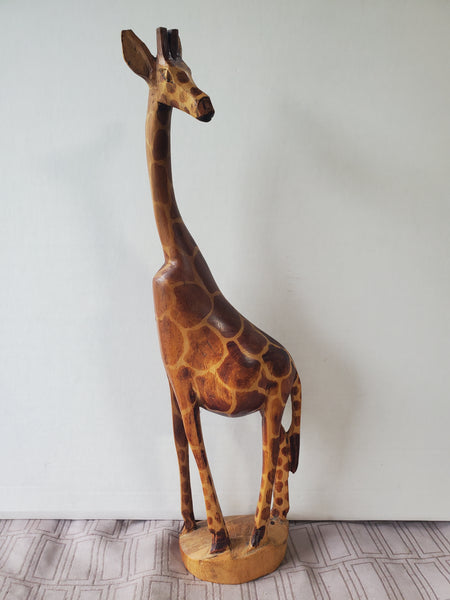 Carved Wooden Giraffe Figurine