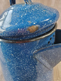 Blue Speckled Enamelware Coffee Pot