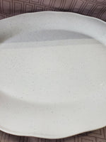 White and Black Speckled Ceramic Oblong Serving Platter