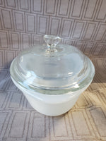 Glasbake "Green Daisy" Milk Glass Baking Dish
