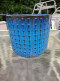 Teal and Brown Glazed Terracotta Planter  (O)