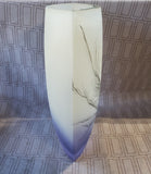 Frosted Glass Vase with Feather Design