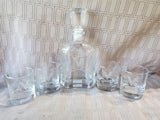 5 Piece UVA Clear Glass Decanter and Lowball Tumbler Set