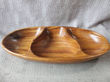 Carved Wooden 3 Sectioned Serving Tray