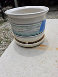 Glazed Pottery Planter w/Fixed Saucer