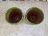 Pair of Green Glazed Terracotta Planters w/Fixed Saucers