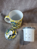 White and Yellow Ceramic Dragon Steeping Tea Mug