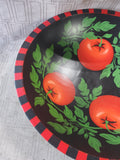 Sherwood Forest Design Hand Painted Wooden Tomato Salad Bowl with Serving Utensil Set