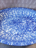 Stovit Blue Spongeware Oblong Serving Bowl