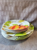 8 Piece Plastic Pumpkin Watercolor Dinner and Salad Plates