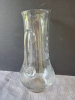 Etched Clear Glass Pitcher