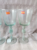 Set of 4 Made in Spain Green Glass Seahorse Goblets