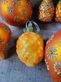 Lot of Hand Blown Orange Toned Glass Ornaments
