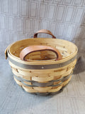 Bradford Basket Company Round Basket with Leather Handles