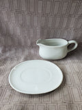 White Ceramic Gravy Boat and Saucer