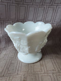 Milk Glass Paneled Grapevine Compote Dish