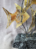 Metal Angel Fish Sculpture on Lava Rock