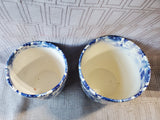 Pair of Blue and White Floral Ceramic Planters