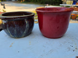 Two Small Glazed Terracotta Planters
