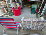 Two Low Folding Beach Chairs