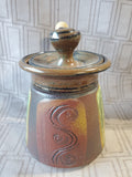 Signed Ceramic Honey Jar with Wooden Honey Dipper