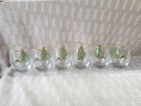 Set of 6 Spode Christmas Tree Stemless Wine Glasses