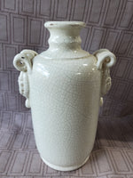 Leona Lavorato A Mano White Crackle Glazed Distressed Vase