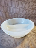 Glasbake "Green Daisy" Milk Glass Divided Dish