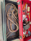 2-Drawer Metal Tool Box w/A Few Tools/Supplies
