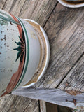 Duo of Glazed and Painted Pottery Planters w/Fixed Saucers