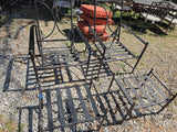 Pair of Black Metal Reclining Outdoor Chairs w/Brass Accents and Ottomans *Read Description*