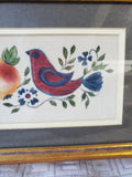 Framed Fruit and Bird Motif Theorem Painting by Sandy Honan