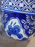 Blue and White Floral Ceramic Planter